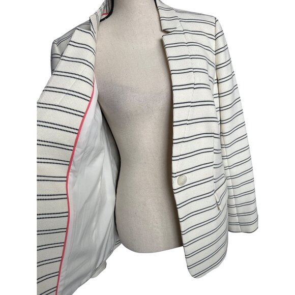 NWT Talbots Aberdeen Ivory & Black Striped Blazer Single Button Lined Size 12 - Picture 2 of 7